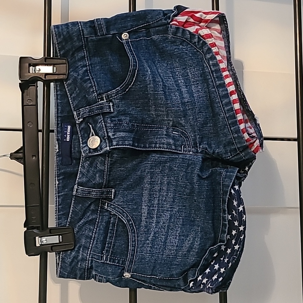 Girl's American red white and blue jean shorts